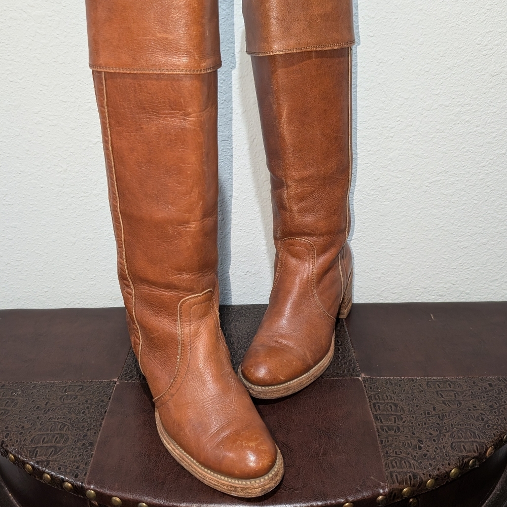 FRYE True Vintage Campus Tall Cuff Brown Boot size 7.5 - Picture 11 of 14